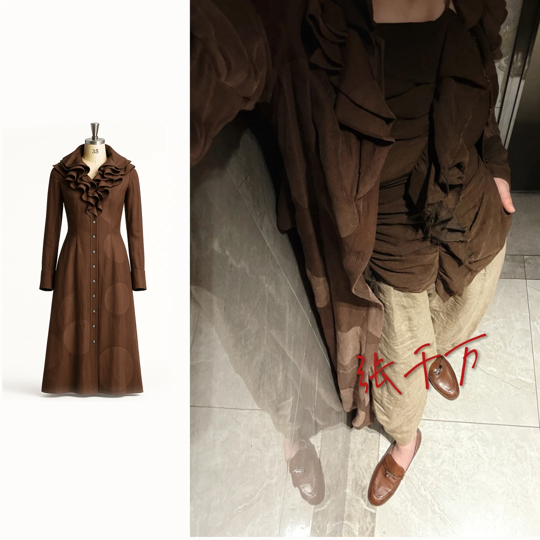 「晚香境」超赞！进口重工面料！若缺 大方领提花长裙 in0646