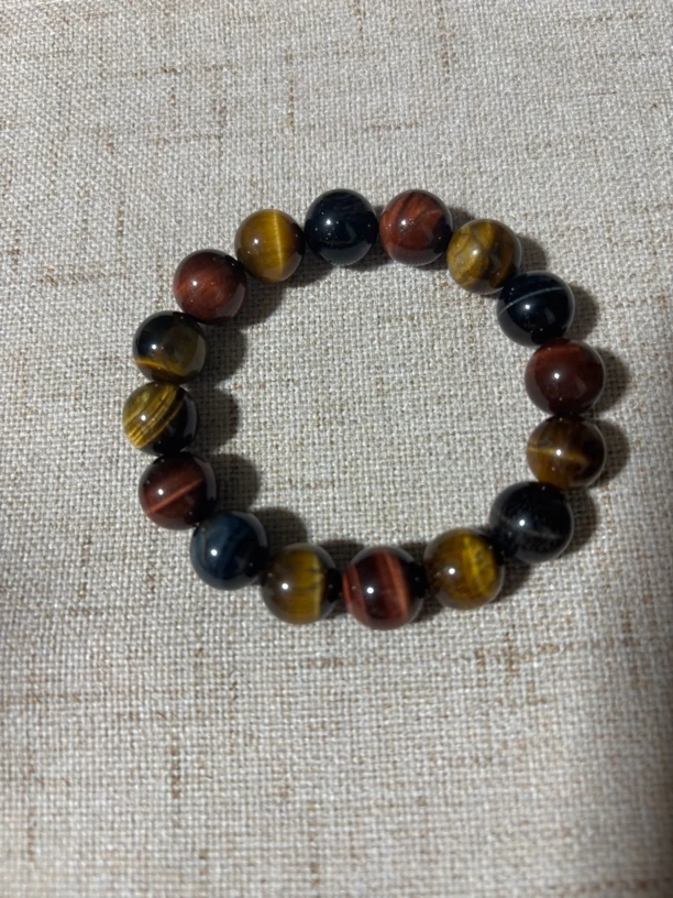 彩色虎眼石素圈手链男女同款百搭简约情侣手串