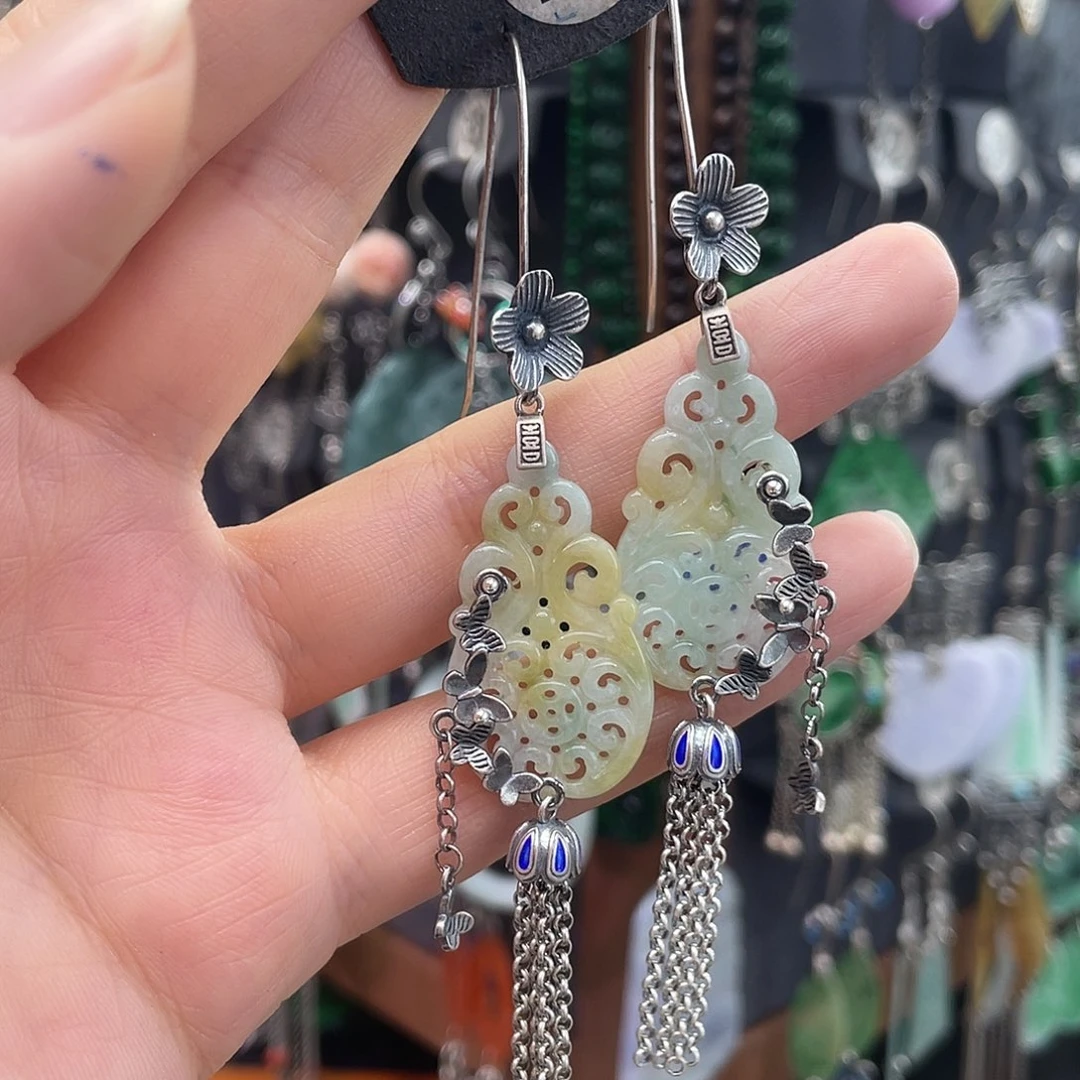 翡翠银S925镶嵌耳饰锦*915ghhggh