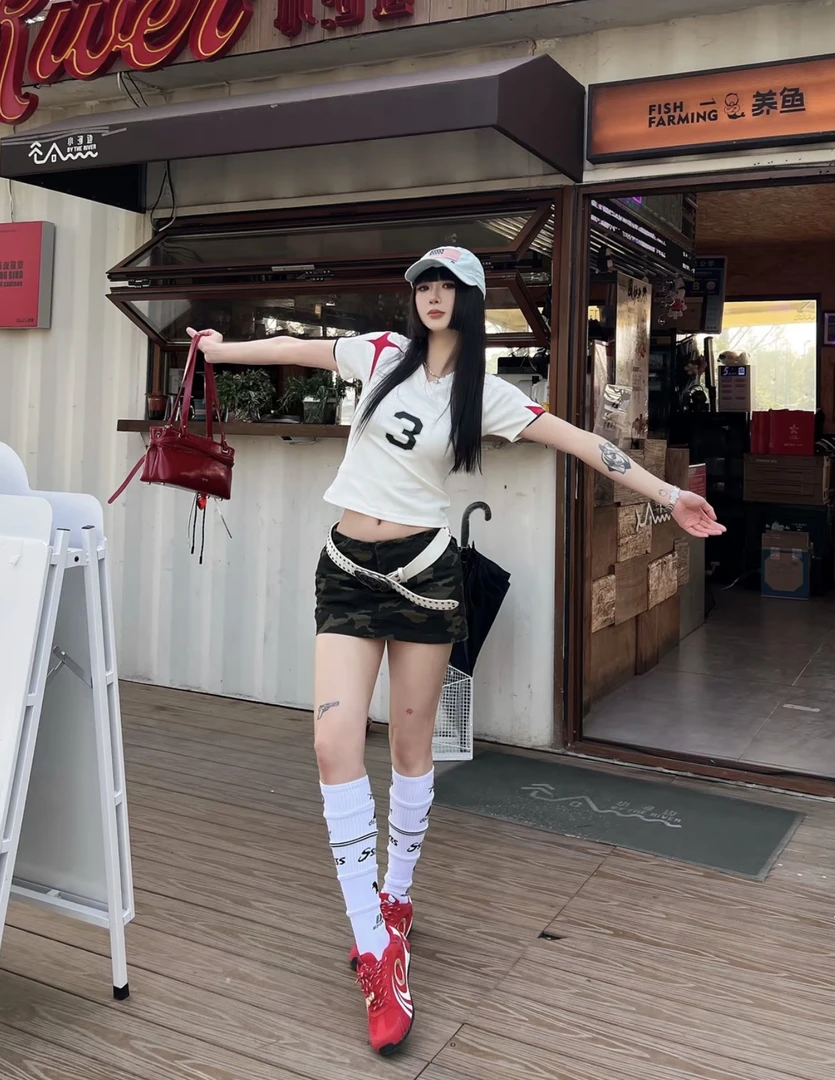 （瑕疵！介意勿拍）国潮球衣风翻领短袖