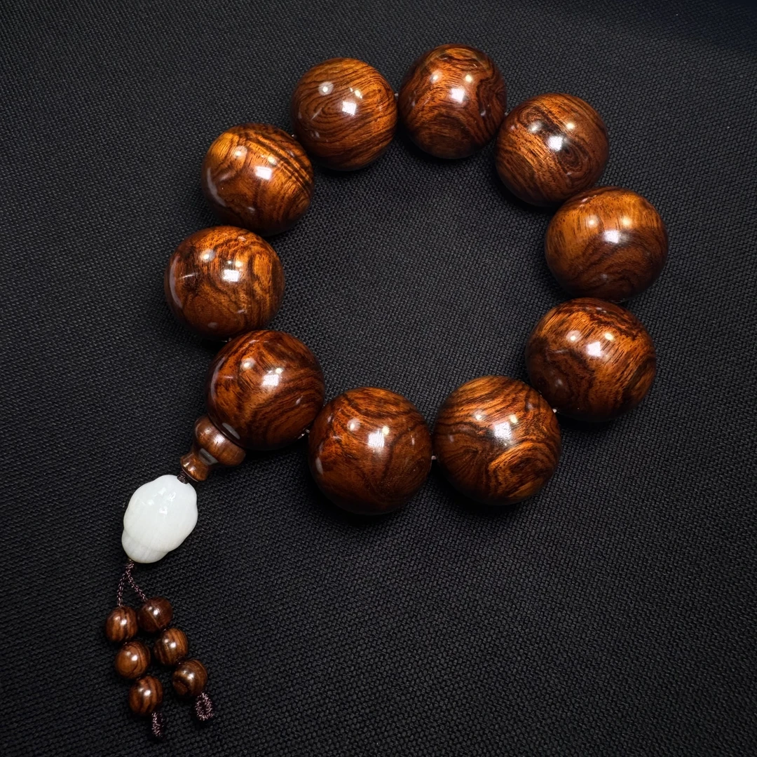 H5900海南黄花梨老料30MM对眼大豪珠佛珠手串