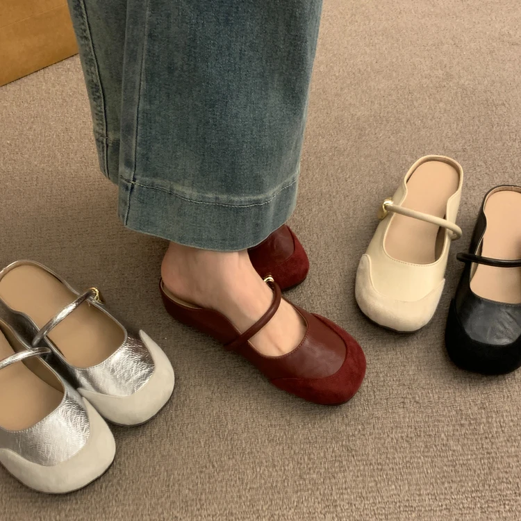 法式内增高包头半拖鞋女夏外穿2025年新款休闲百搭一脚蹬穆勒凉拖