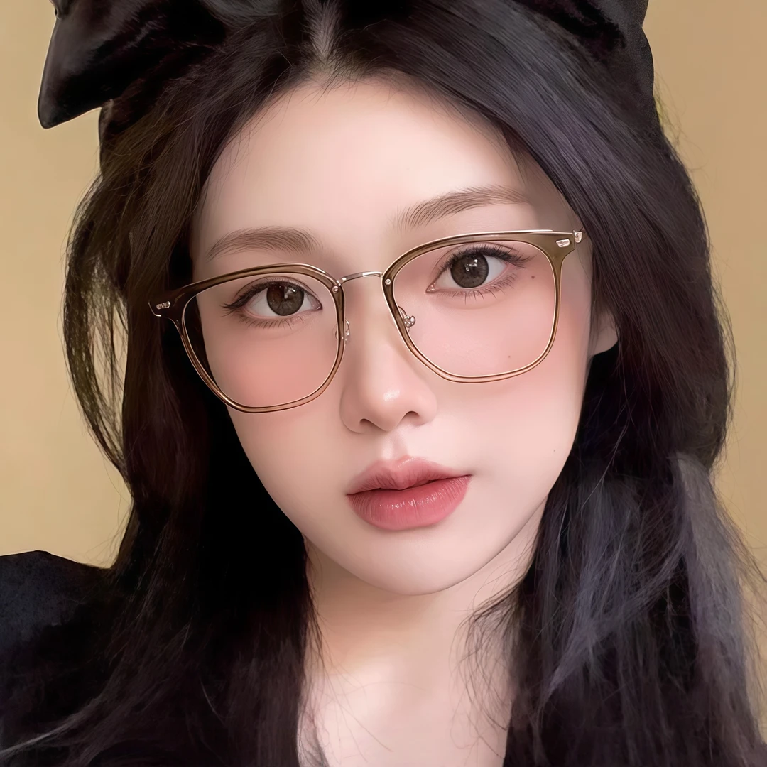 超轻气质时尚复古近视眼镜女款早八素颜显瘦防蓝光平光近视眼镜架