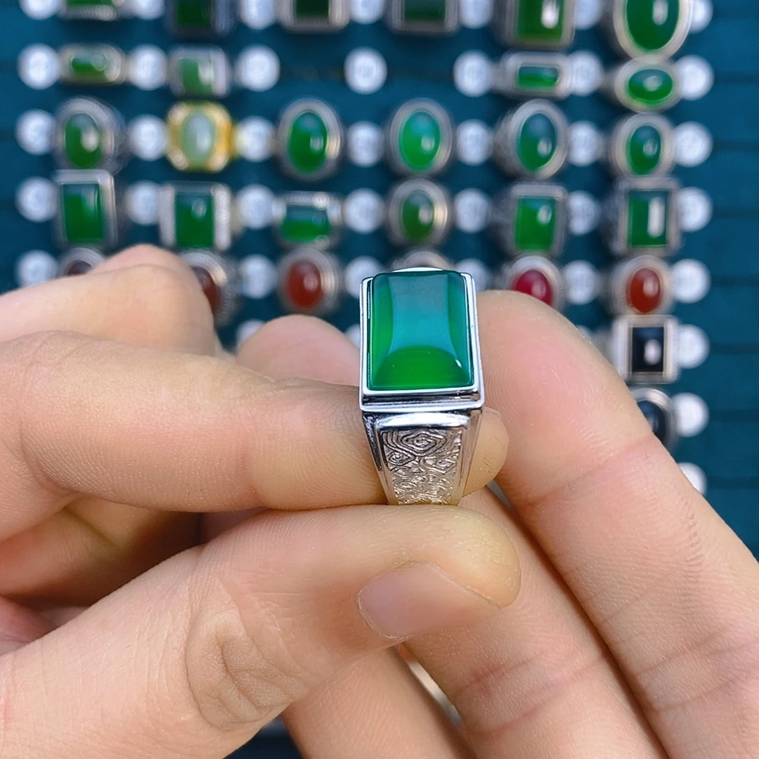 玛瑙/玉髓银S925镶嵌戒指