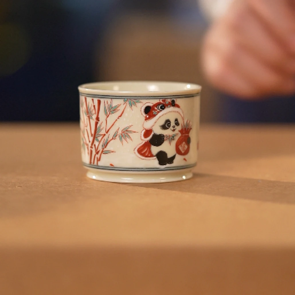 【刷刷专属】 立勤堂丨红绿彩雪景熊猫小容天杯新