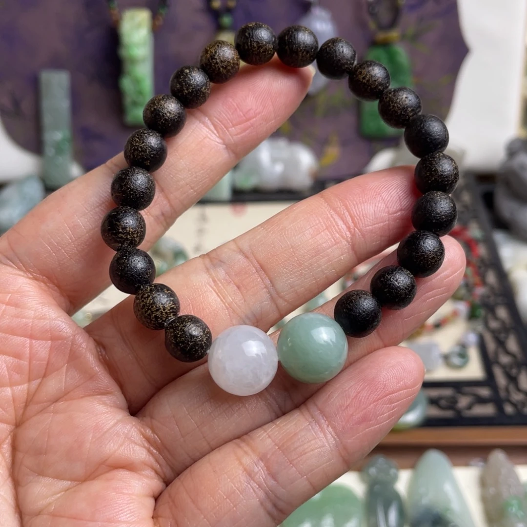 翡翠未镶嵌手链特价圆珠木珠手链