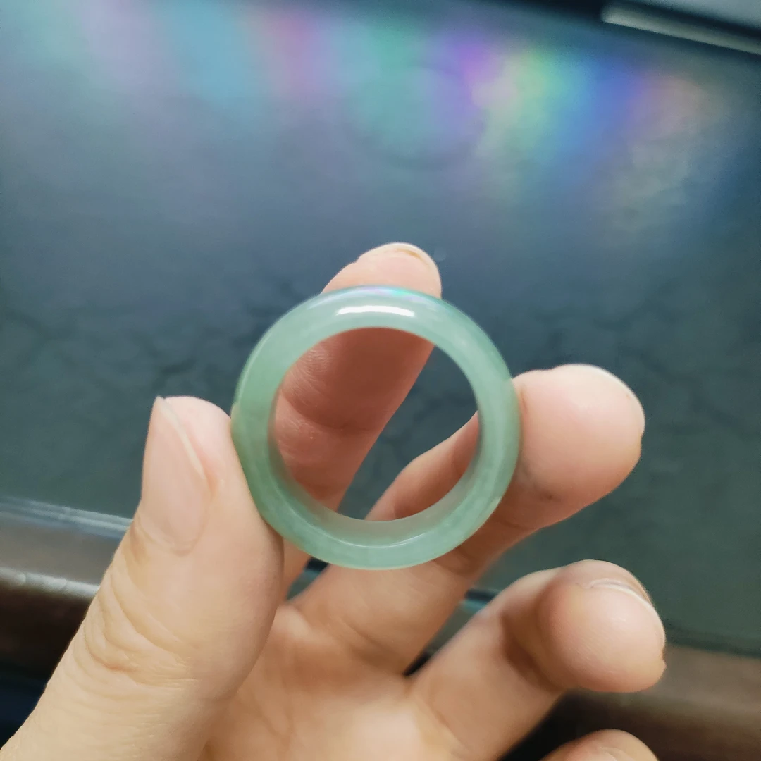 天然翡翠A货冰透晴底戒圈
