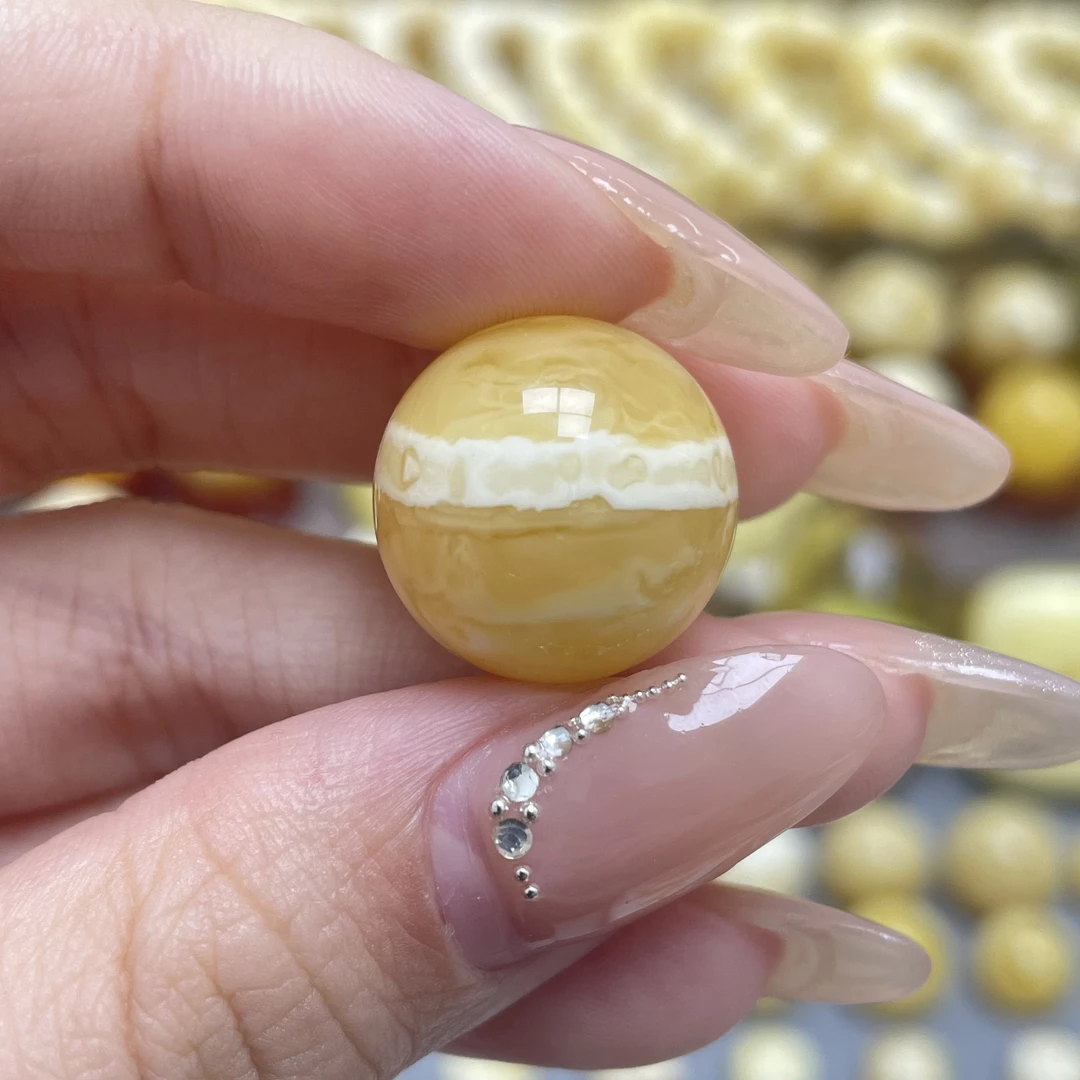 17.4mm·天然原矿蜜蜡俄料妖花瓷白一线天圆珠微瑕