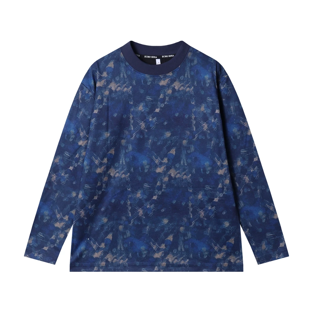 T2303新款时尚个性扎染晕染设计细腻云柔感舒适圆领韩版潮流上衣