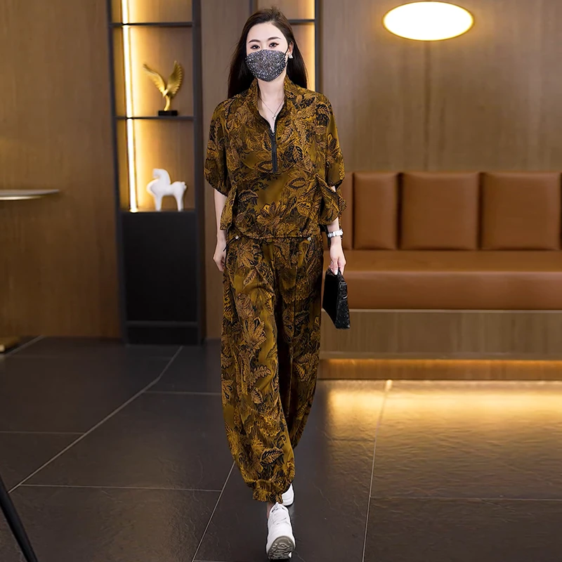 【女神新衣】2025夏季新款大码女装透气时尚宽松遮肉高级设计感套装