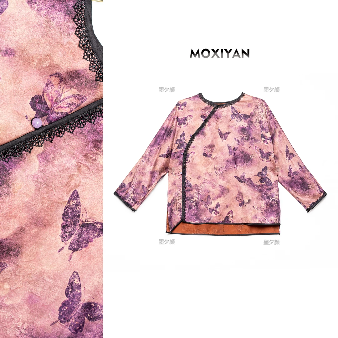 【知时春】2025新款国风气质时尚新中式蝴蝶小衫-XT-302