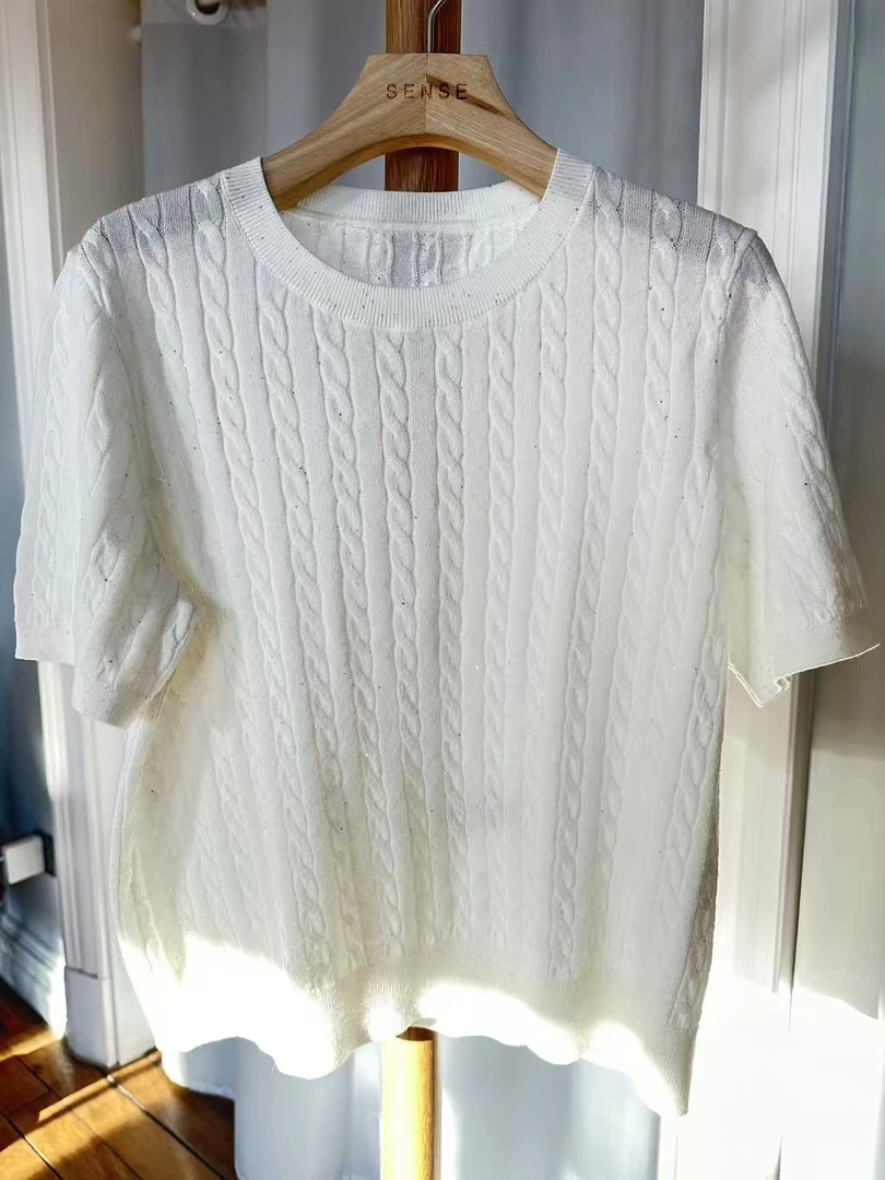 SENSE 25年 白色针织衫半袖