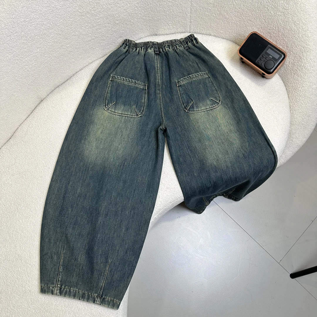 【2025冬款新品】青少年时尚百搭加绒加厚休闲阔腿牛仔裤H5033