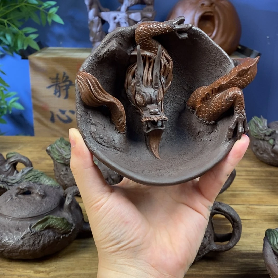 巡***疆茶壶紫砂紫砂 龙杯