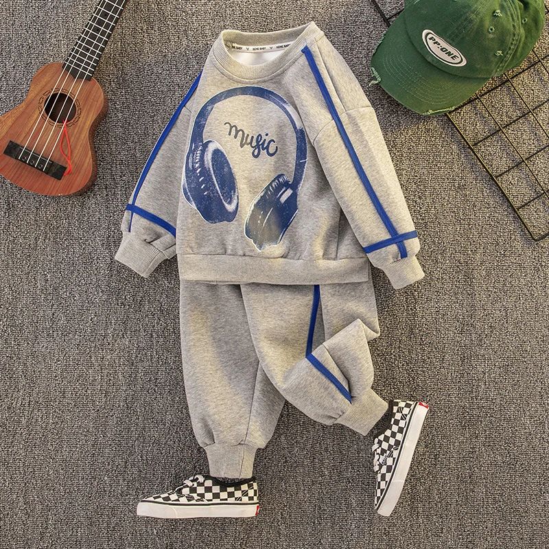 小童洋气套装2024秋季新款帅气装圆领时髦宽松衣服宝宝潮流两件套