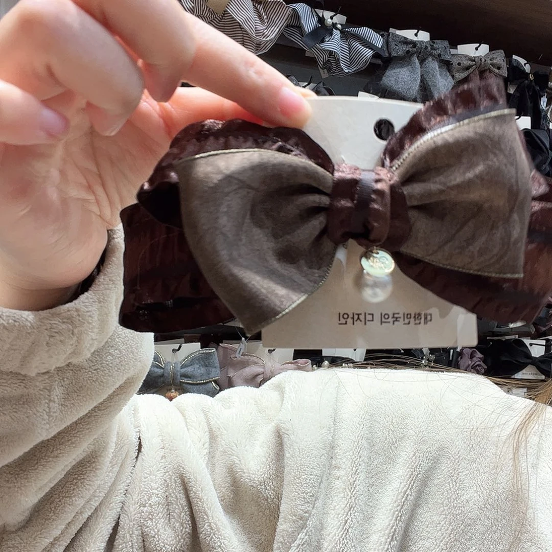 布艺非金属泡菜咖色珠弹簧夹