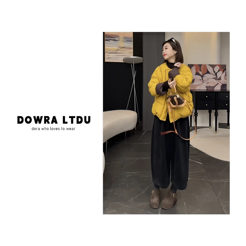 朵拉A【温莎古堡】2025年冬季新款圆领纯色长袖百搭羽绒服348-8998