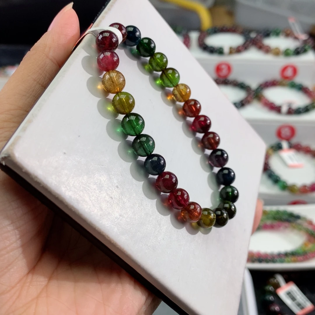 简***单未镶嵌手链碧玺         7.6mm。