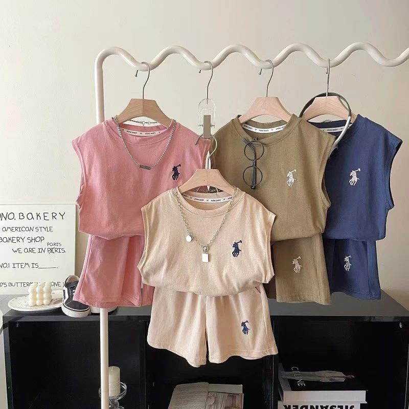 儿童夏季薄款无袖背心套装男童短裤运动时尚百搭套装上衣裤子