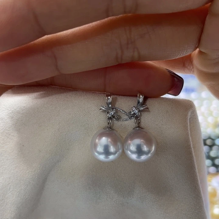 海水珍珠耳饰银S925镶嵌