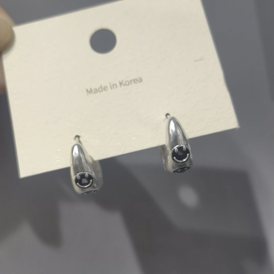 铜合金耳饰 A277银色笑脸耳扣款耳饰