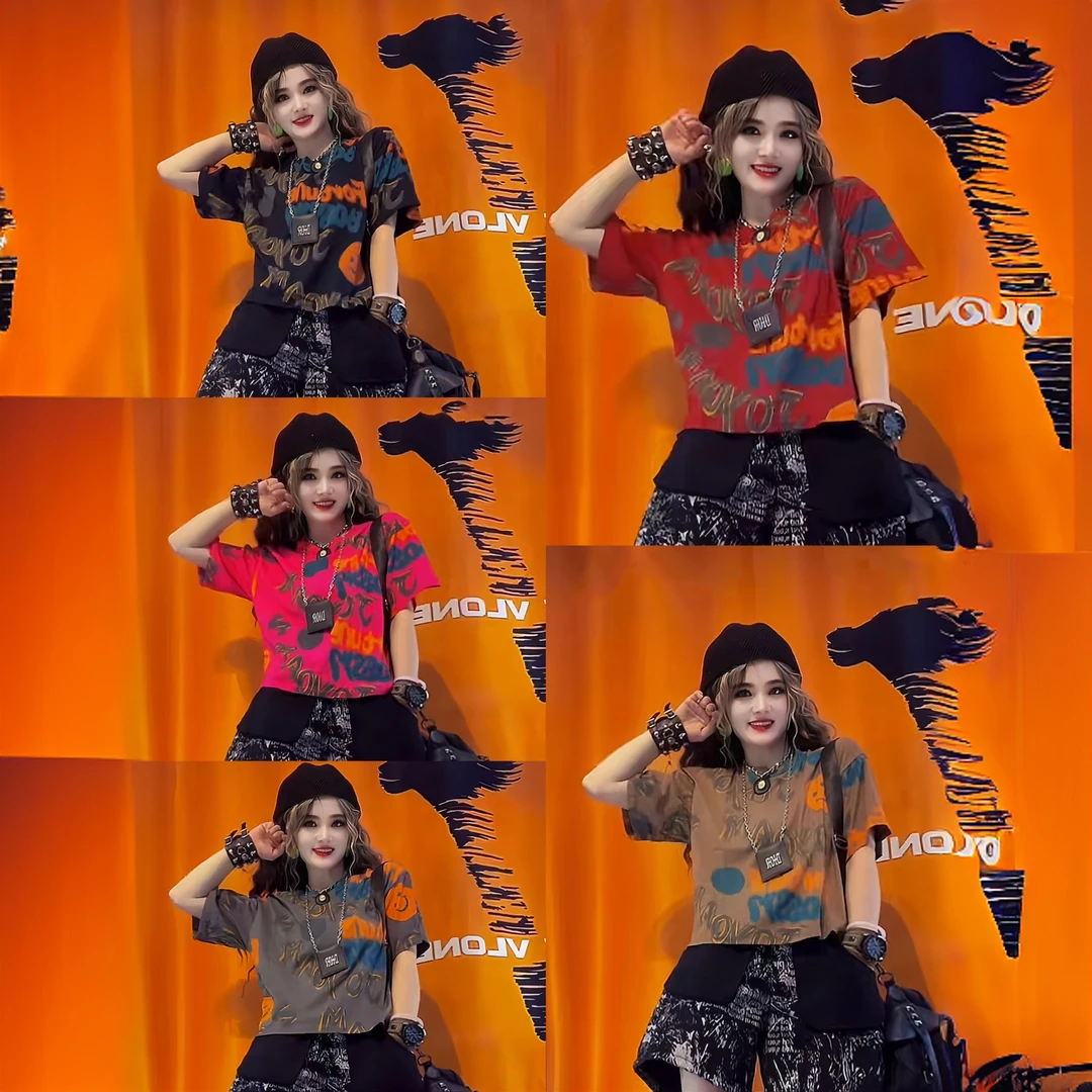 25夏季新款韩版时尚糖果色短袖显瘦字母印花T恤宽松百搭打底上衣