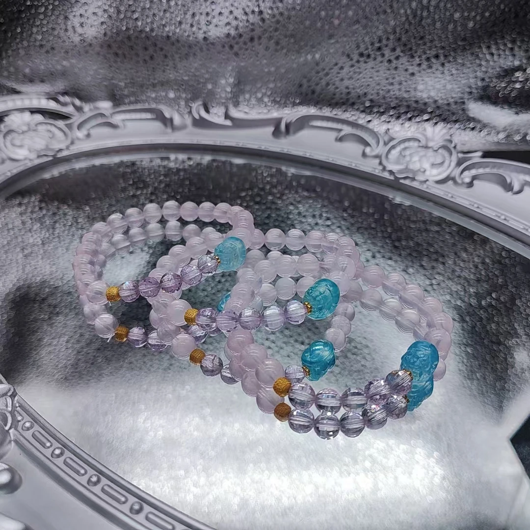 硕夏天然粉水晶7-8mm设计款手链多样性发其一 SX290