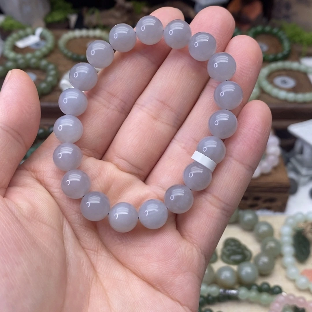 和田玉未镶嵌手链烟紫卡10