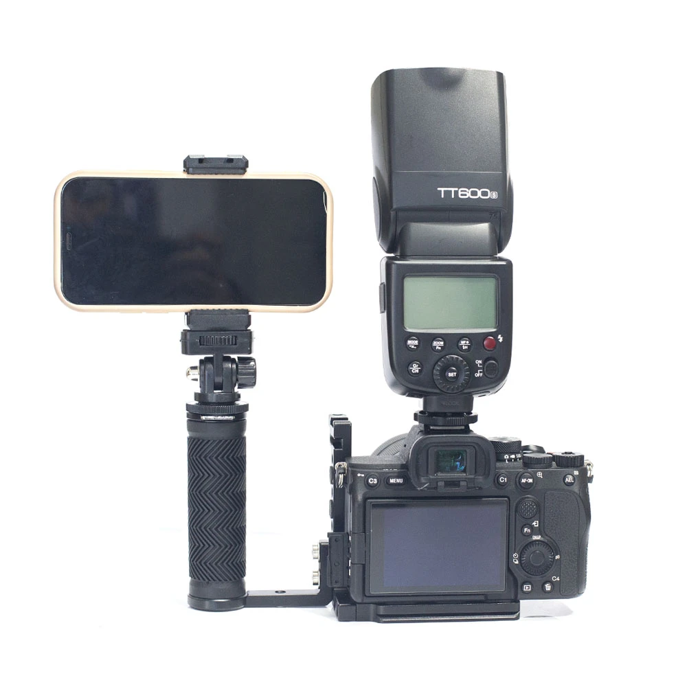 相机手柄通用侧把手微单底座佳能尼康富士相机兔笼冷热靴手机支架