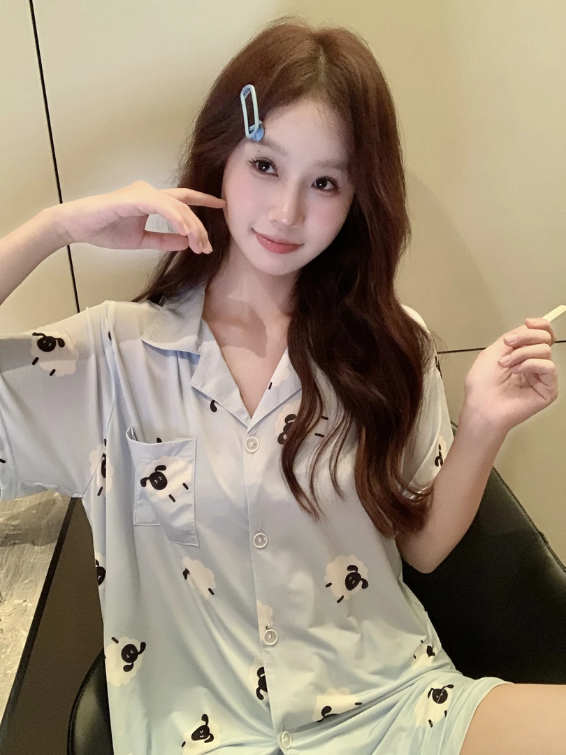 家居家服高级感ins大码睡衣女孩大码胖mm宽松孩爆款2025新款夏季