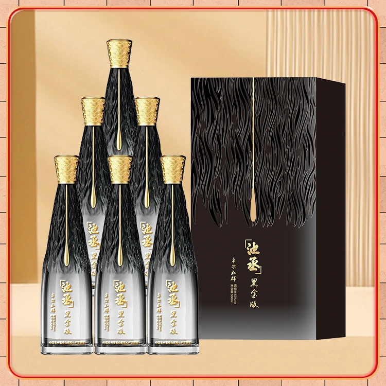 池丞黑金纯粮酱香白酒 大曲坤沙 整箱带手提袋53%Vol500ml*6瓶