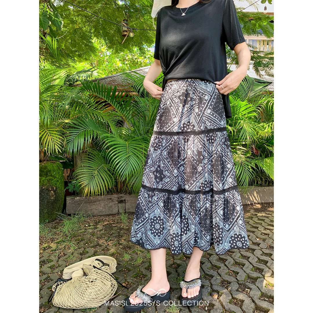 【宠粉回馈】马西西大码女装拼接半身裙夏季胖mm宽松显瘦中长款裙子