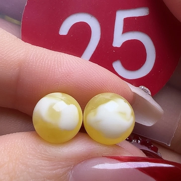 蜜蜡未镶嵌珠宝奇石8mm金瓷白圆珠