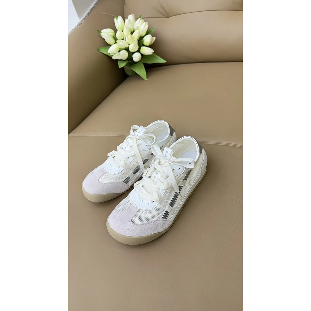 品牌原单夏季网面透气牛皮德训休闲鞋—【米白】—271