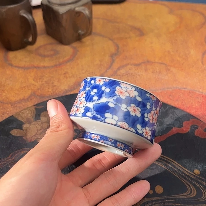 炎匠怀古青花冰梅高脚主人杯