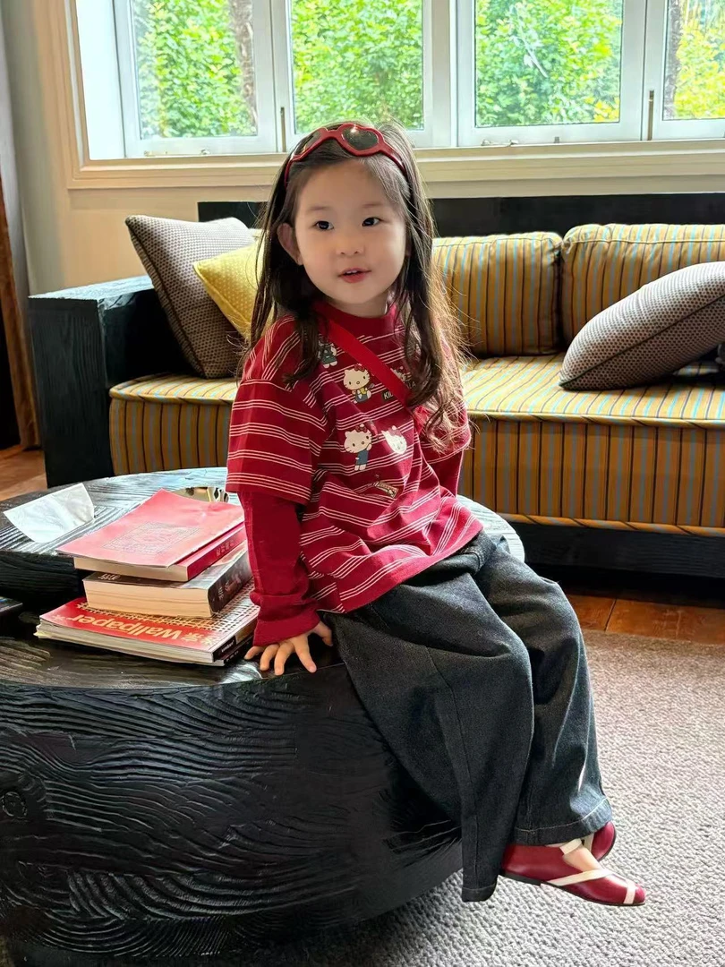 yt女童秋款套装儿童宝宝开衫毛衣两春秋件套时髦洋气宽松