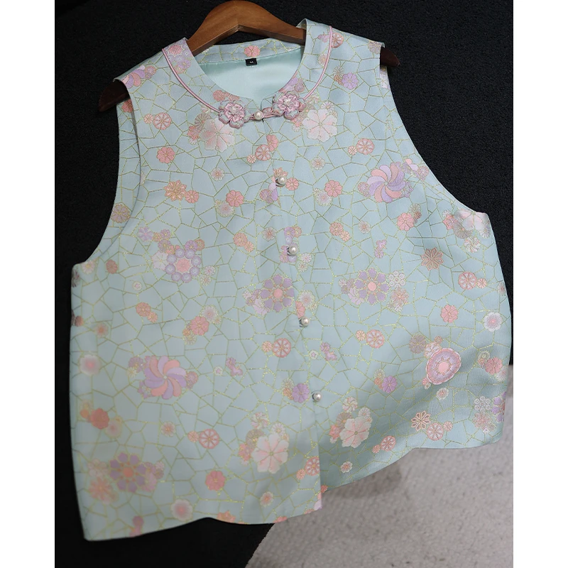 【云澈】良辰媄锦桑蚕丝宋锦新中式国风马甲衣长约61CM