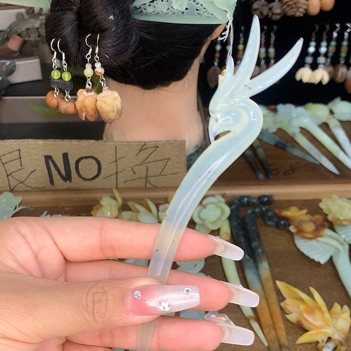 蛇纹石玉合金发饰