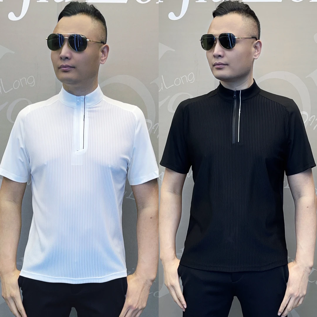 【帝九龙】25年春夏新款时尚轻奢欧韩休闲立领男装半袖76002
