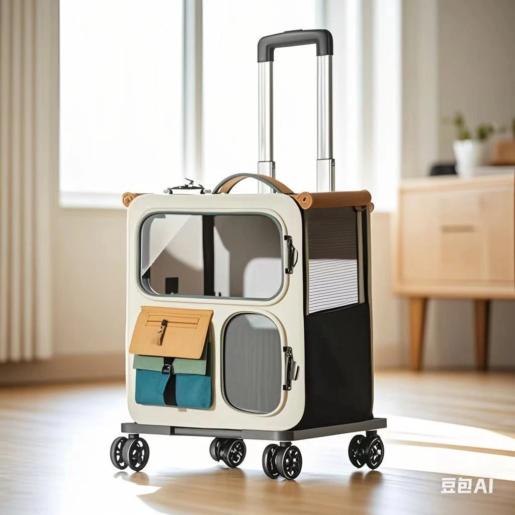 宠物拉杆箱猫咪外出便携宠物推车猫咪大容量外出手提包狗狗拉杆箱