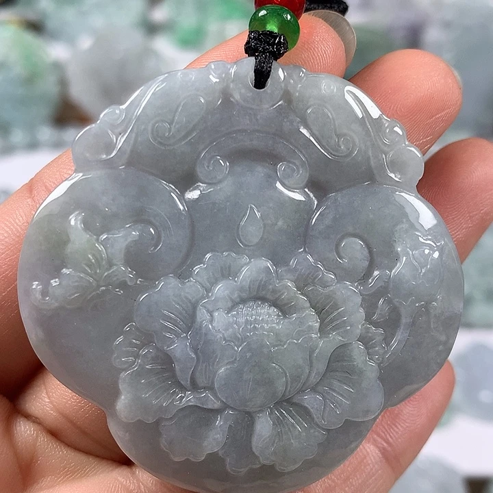 颈饰未镶嵌翡翠花开富贵如意锁福利