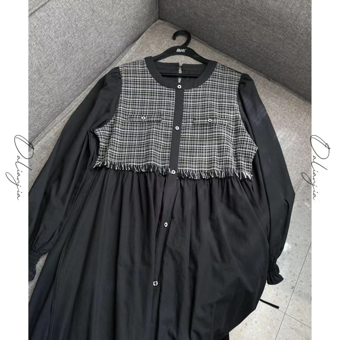 佳佳香风设计感假两件连衣裙