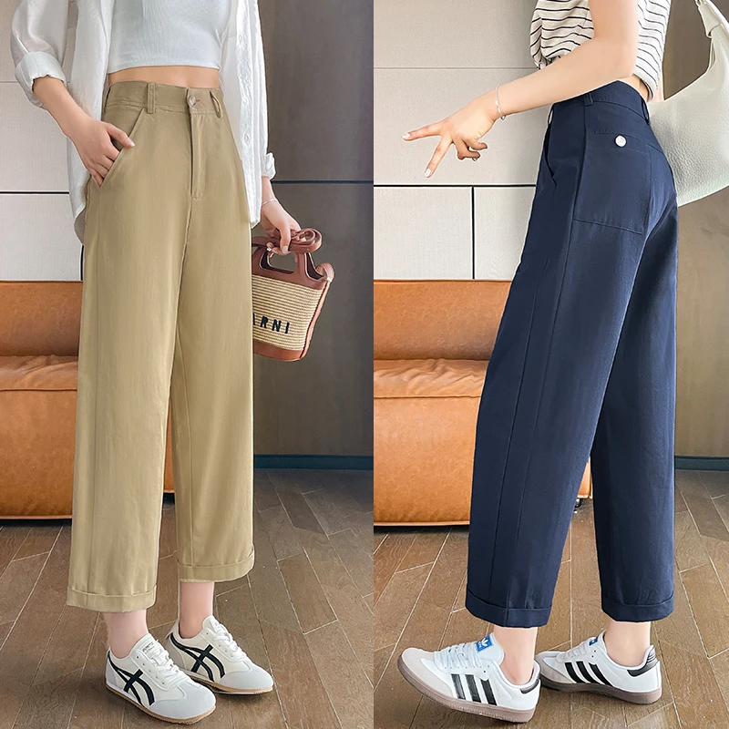 九分休闲直筒裤女春夏工装裤2025新款爆款高腰显瘦小个子阔腿裤女