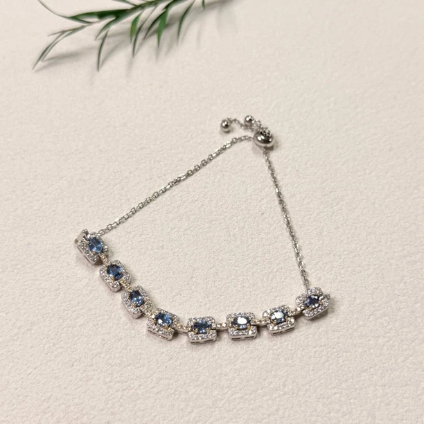 【六六中古】精美s925蓝宝石手链ty2782手围19以内