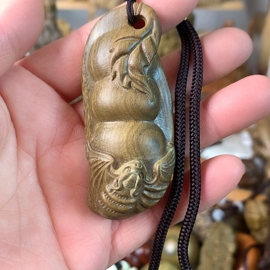 木四季豆手把挂件绿檀木