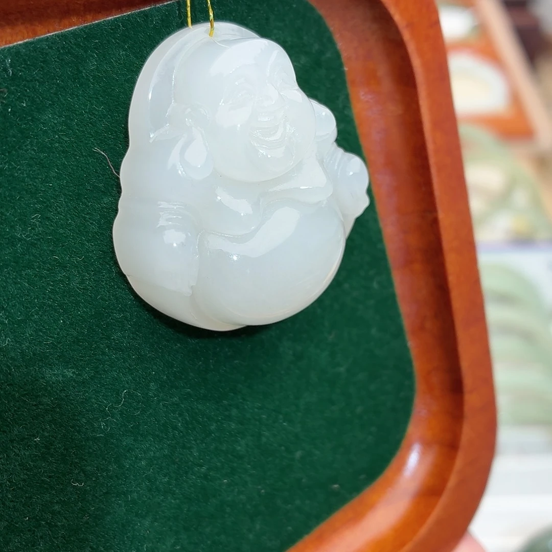 和田玉未镶嵌颈饰35笑脸脸佛
