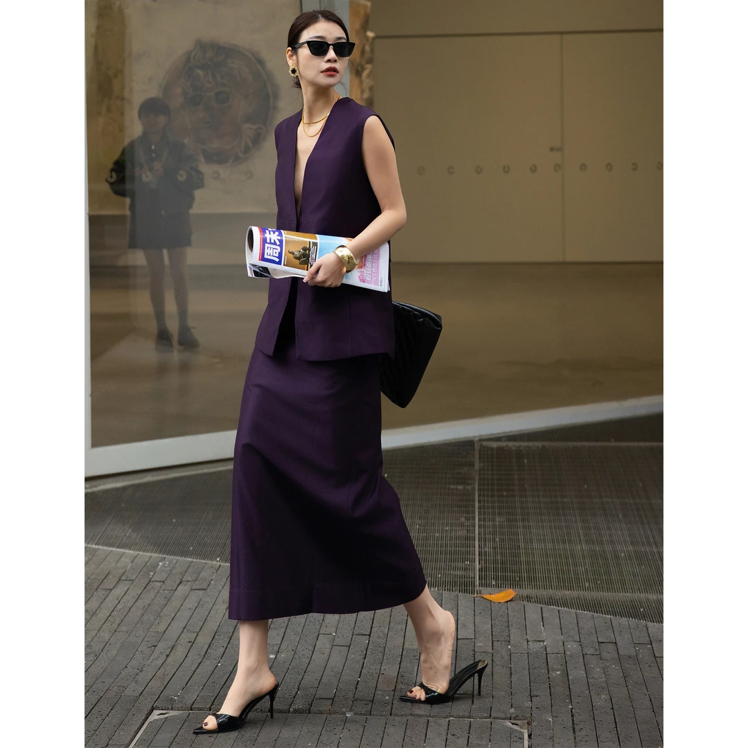 ZEROYK时尚套装女2025夏季老钱风松弛感马甲半身裙休闲两件套