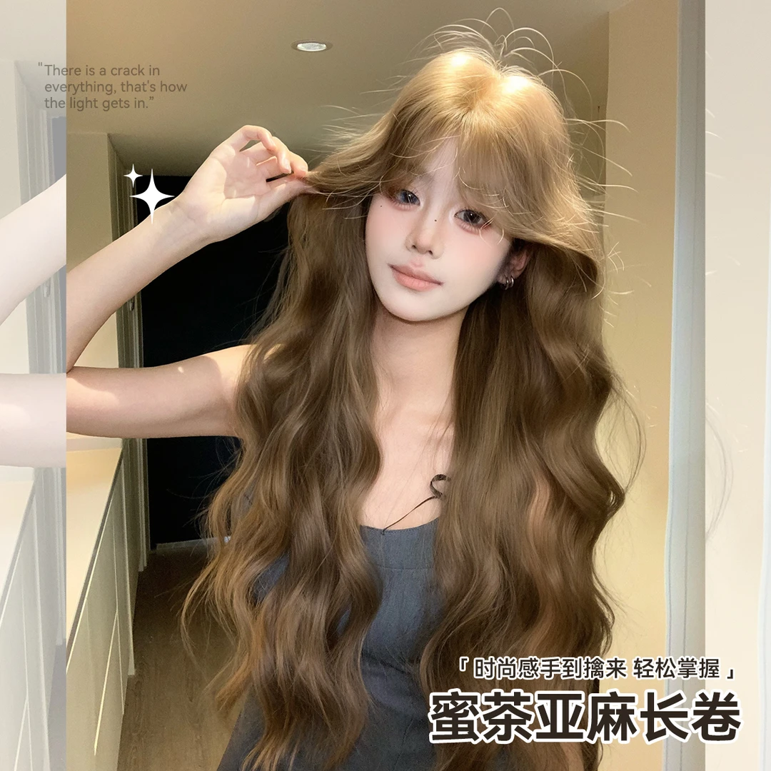 【宋十八亿专属】【海派甜心】假发女韩系气质修脸亚麻长卷发整顶假发