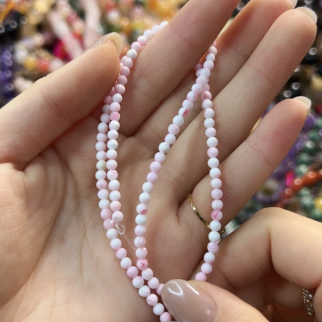 玛瑙/玉髓合金珠宝半成品卡3粉贝贝。一条