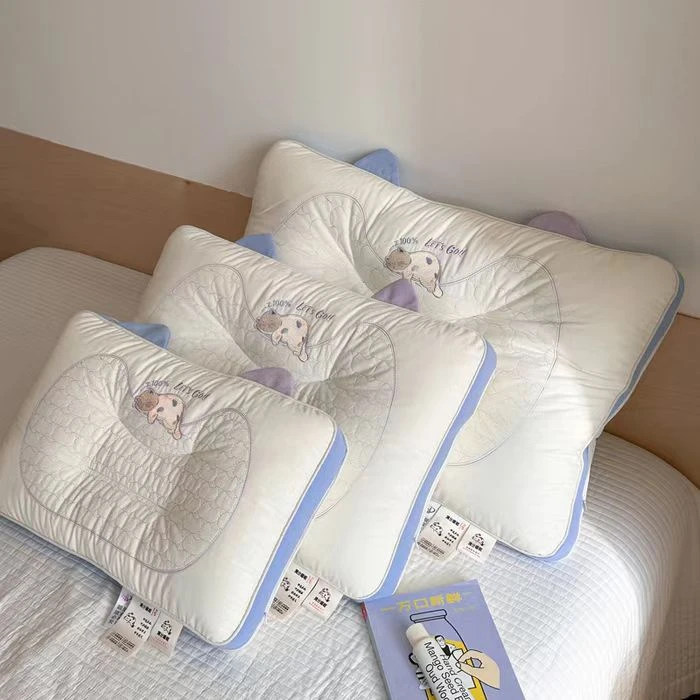 【大中小亲子款】100%全棉儿童亲子护颈枕单成人卡通纯棉枕芯[猫咪]